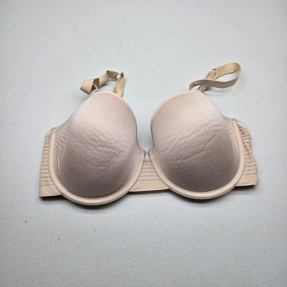 Thirdlove Women Bra 32F Pink Seamless Stripe T Shirt Underwired Strap